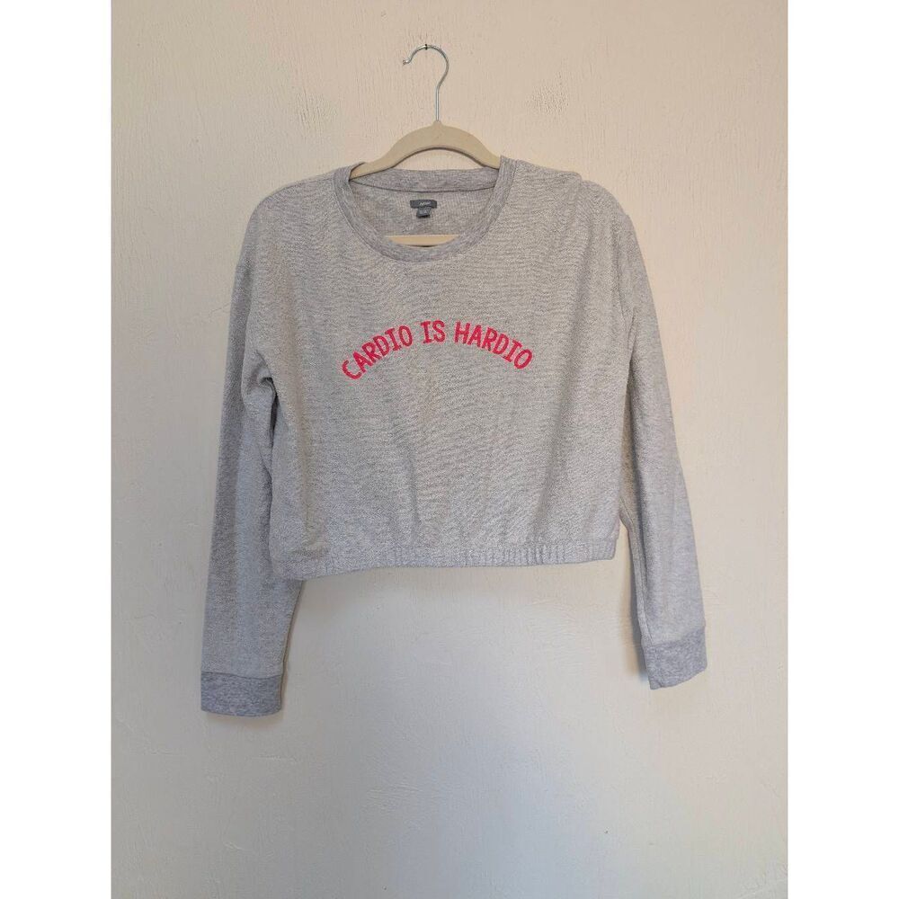 Aerie Womens Cardio Is Hardio Cropped Pullover Sweatshirt Heather Gray Large